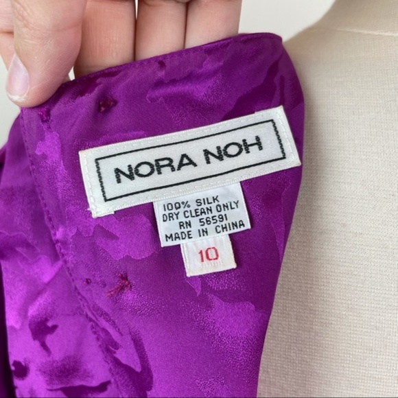 Vintage Nora Noh Purple 100% Silk Long Sleeve Dress Women Size 10 - Picture 2 of 11